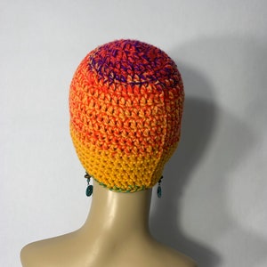 Orange hat crochet ombré with yarn button crocheted hat image 4