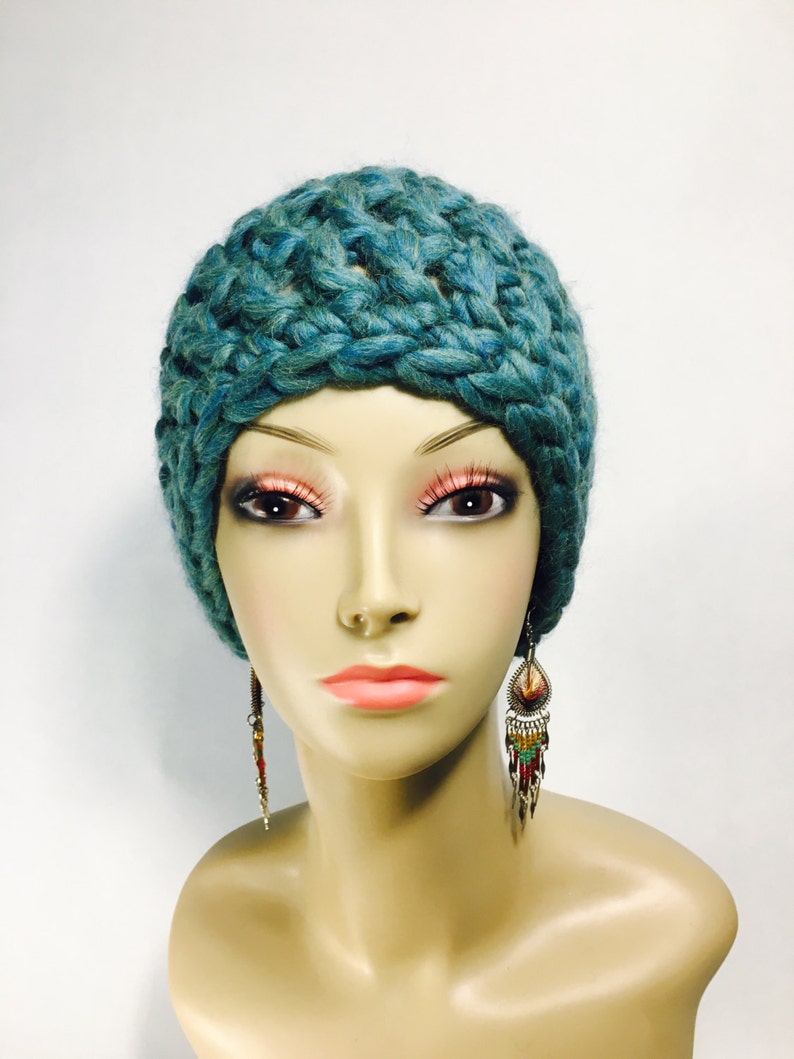 green hat Thick Crocheted Hat in Teal soft hat winter hat chunky hat thick hat teal hat