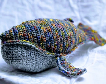 15” Multi Colored Crochet Whale Stuffed Animal