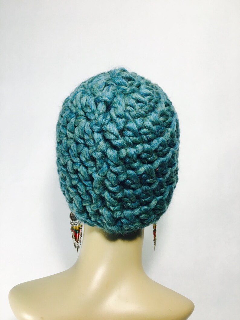 green hat Thick Crocheted Hat in Teal soft hat winter hat chunky hat thick hat teal hat