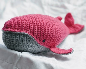 15” Pink Crochet Whale Stuffed Animal