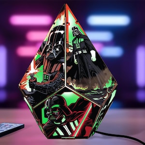 Darth Vader Wooden Lamp, Star Wars LED Night Light, Sith Lord Wood Lamp, Galactic Decor, RGB Remote Control Lamp, Gift for Star Wars Fans