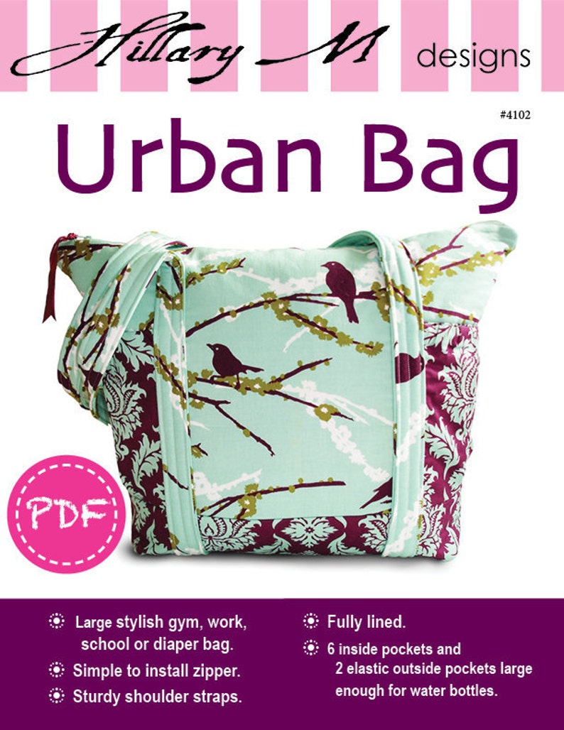 PDF Urban Diaper Tote Bag Purse SEWING PATTERN image 2