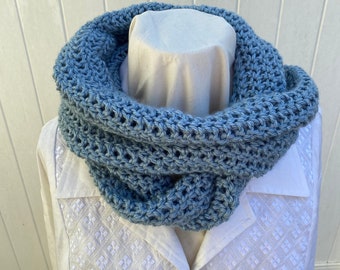 Light Blue Crochet Infinity Scarf