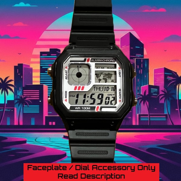 Accesorio de repuesto con placa frontal estilo Twin Graph personalizado para relojes Royale AE1200 (blanco)