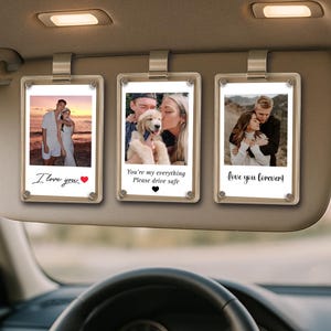 Personalized Photo Car Visor Clip, Anniversary Gift for Him, Romantic Drive Safe Gift, Unique Couples Keepsake, Car Photo Frame