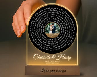 Personalized Song Lyric LED Vinyl Record - Anniversary Gift