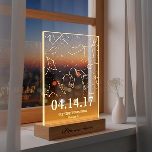 Custom Star Map Night Light by Date – Personalized Couple Anniversary Gift, Romantic Gift, T2