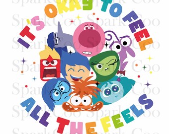 Friends Cartoon Emotions Png, It’s Okay to Feel All the Feels Png, Cartoon Png, Mental Health Matter Png, Cartoon Characters Png