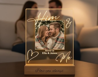 Personalized Couple Night Light, Christmas gifts for here or him Lamp Keepsake