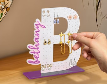 Personalized Acrylic Earring Holder, Custom Jewelry Organizer