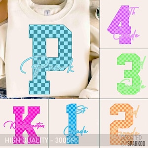 Checkered Back to School Png Bundle, First Day Of School Png, 1st-2nd Grade, Pre-k, Senior Junior Png, Sophomore, Freshman Png
