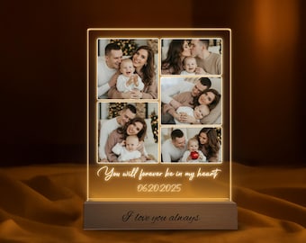Luz nocturna LED con foto personalizada - Placa con foto familiar personalizada