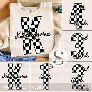 Checkered Back to School Png Bundle, First Day Of School Png, 1st-2nd Grade, Pre-k, Senior Junior Png, Sophomore, Freshman Png