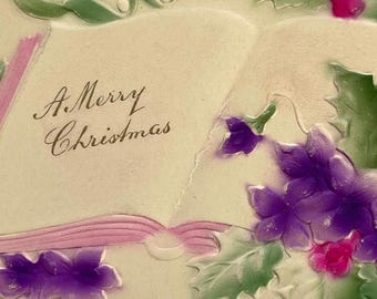 A Merry Christmas Antique Embossed Vintage Postcard