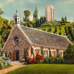 Wee Kirk O&#39; the Heather Forest Lawn Memorial Park, Glendale, California CA Vintage Postcard