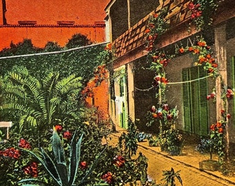 New Orleans, Louisiana LA - Old Spanish Courtyard Old Quarter Vintage Postcard