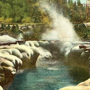 Antique 1912 Yellowstone National Park, Wyoming WY Oblong Geyser Vintage Postcard