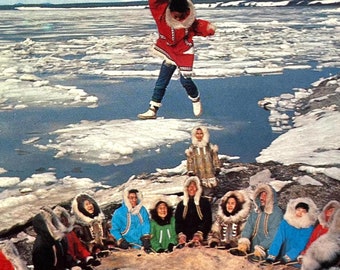 Alaska AK - Blanket Tossing Eskimo Sport Vintage Chrome Postcard