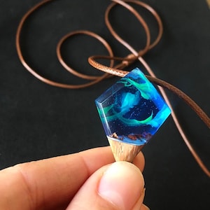 Northern lights necklace Wood Resin Glow in the dark Pendant Meaningful jewelry for him and her, Perfect gift for travelers , Gift for Mom