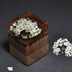 Handmade Floral Wedding Ring Box: Wooden Epoxy Proposal Box