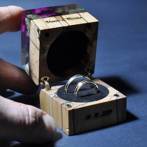 Double Ring Box for wedding Ceremony, Wood Ring box, Ring Bearer Ring Box, Ring Box Holder, Wedding Ring Keepsake Box