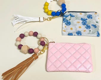 Monedero de muñeca, monedero, accesorios para billetera, tarjetero, llavero con borlas y cuentas, monedero multicolor, regalos para mamá, hermana, tía, sobrina, familia
