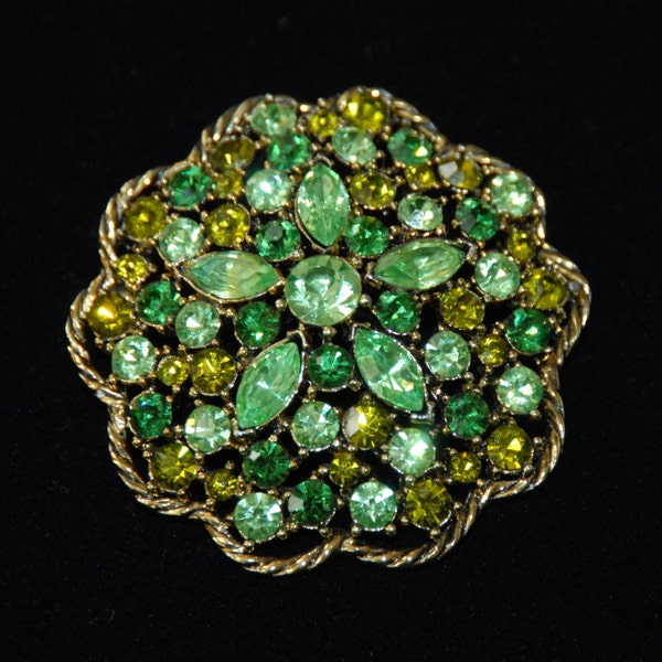 Vintage Weiss Brooch, Weiss Brooch, Green Brooch, Green Rhinestones, Wedding Sash, Mother of the Bride