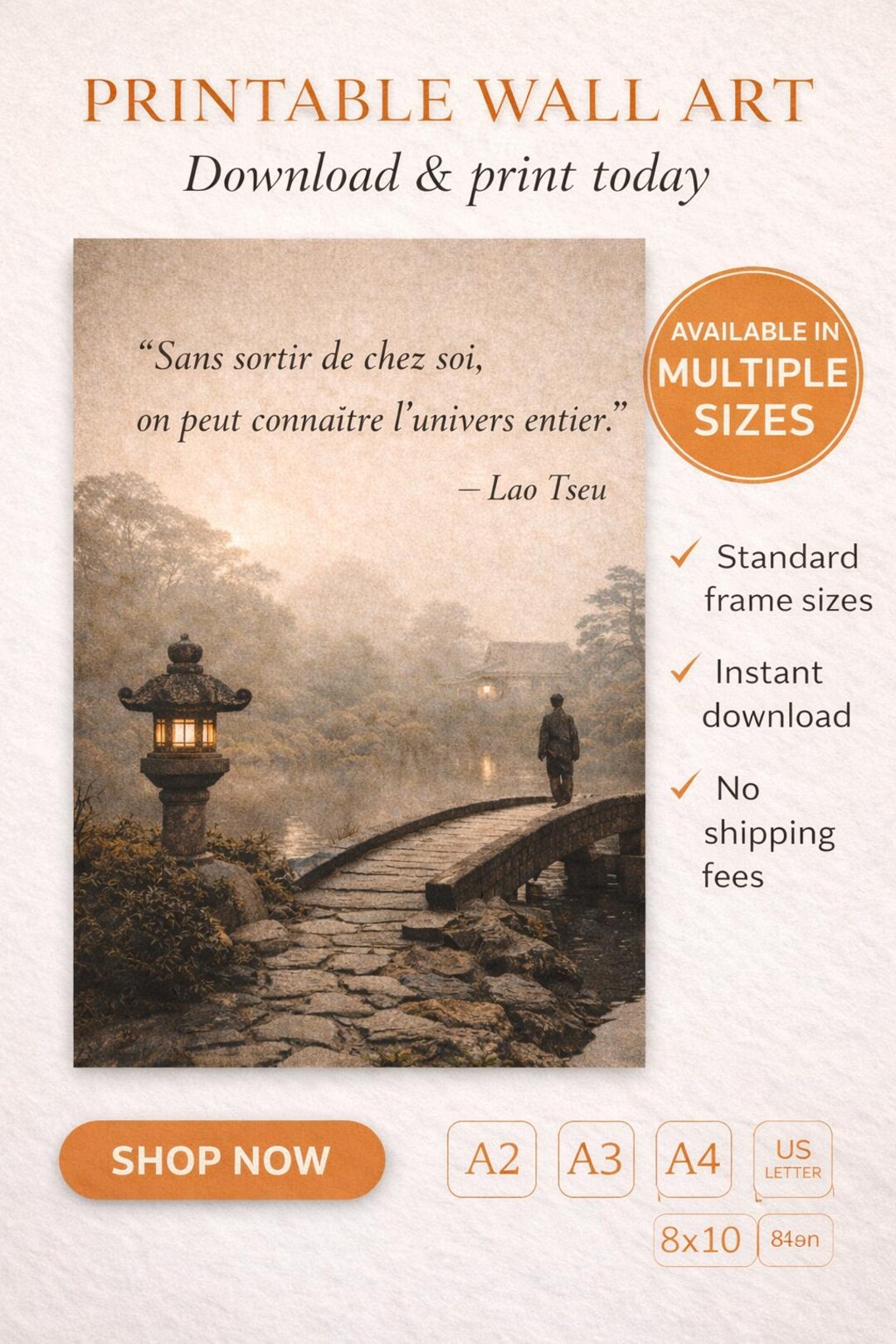 Lao Tzu Quote Wall Art Printable | Japanese Zen Minimalist Poster ...