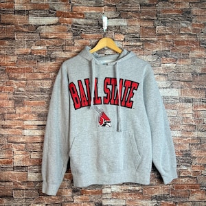 Vintage Starter Ball State Cardinals Hoodie Sweatshirt Ball State Crewneck Ball State Pullover Sweater Ball State Embroidered Logo Medium