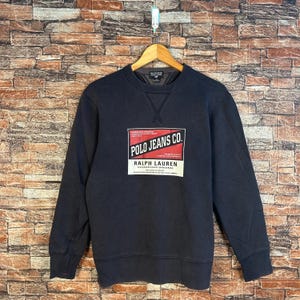 Vintage Polo Ralph Lauren Sweatshirt Polo Crewneck Polo Pullover Sweater Polo Ralph Lauren Graphic Logo Black Size Medium