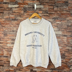 Vintage Indiana University Sweatshirt University Crewneck University Pullover Sweater Indiana University Dance Marathon Graphics Logo Large