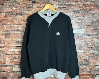 Vintage 90s Adidas Sweatshirt Crewneck Black Pullover Jumper Size