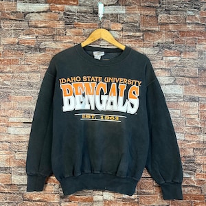 Vintage Idaho State University Bengals Sweatshirt University Crewneck University Pullover Sweater University Printing Logo Black Size Large