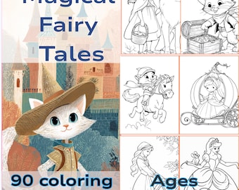 Fairy Tale Coloring Book – 90 Simple Pages for Kids Ages 4-6 (Printable PDF)