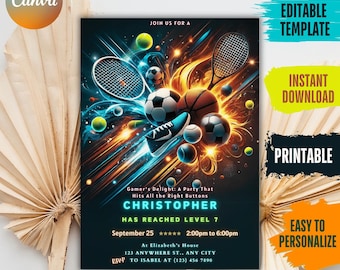 Sports Birthday Invitation: All Star Theme (Printable Template)