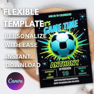 Football Birthday Party Invitation | It&#39;s Game Time | Football Invite | Boy Birthday Invite | DIGITAL Editable Printable Invite