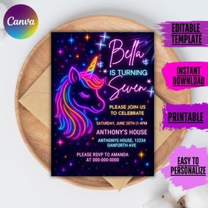 Rainbow Unicorn Birthday Invitation: Pastel Party Invite (Printable)