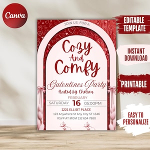 Galentine&#39;s Party Invitation: Cozy Girls Night Invite (Digital Download)