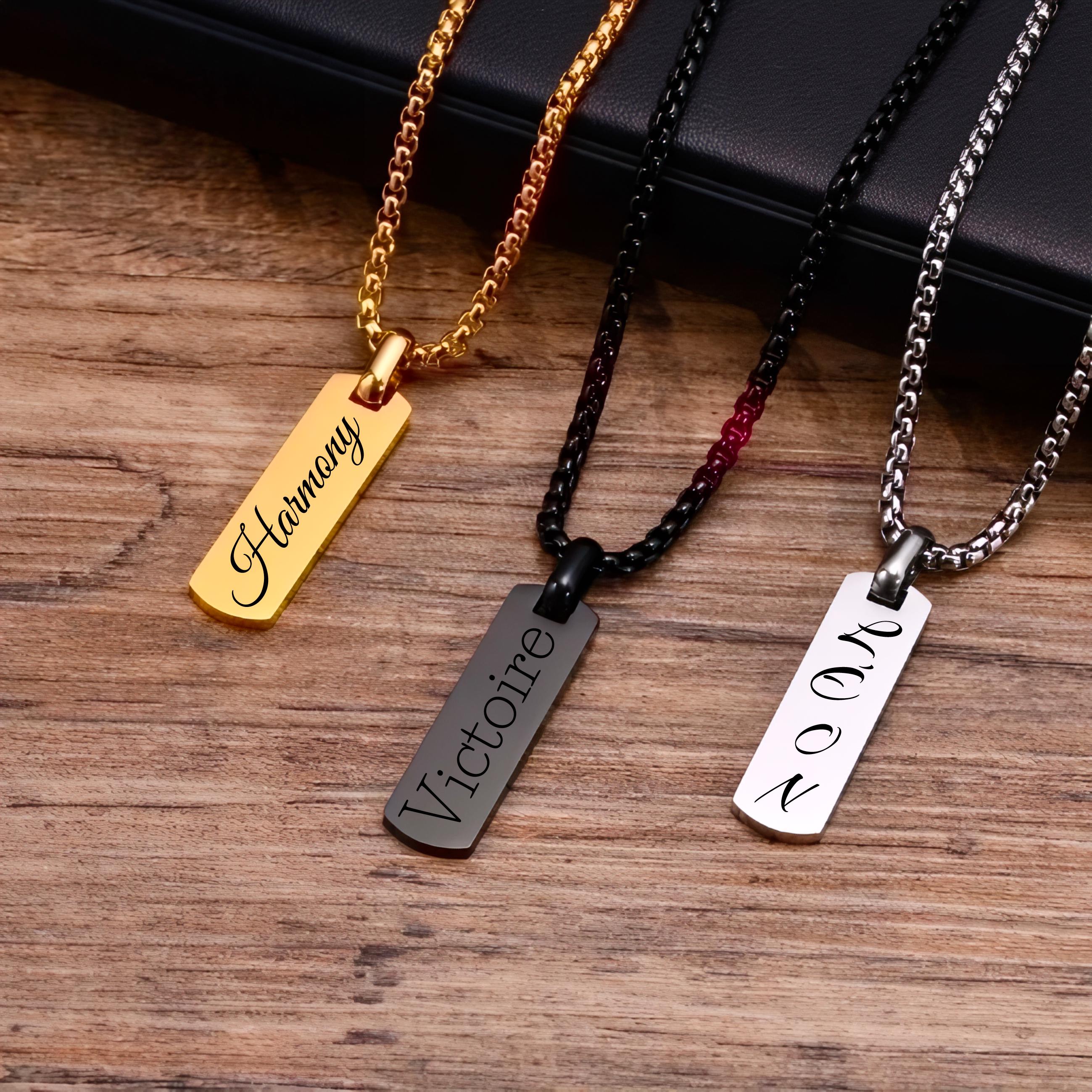 Pendentif Médaillon Rectangle évasé Sur Cordon — Métal Moderne, Neuf Sans Emballage !
