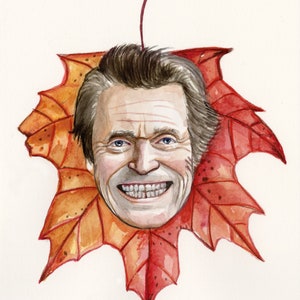 Willem Dafoe leaf original mini watercolor painting