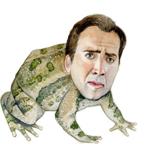Nicolas Cage toad watercolor print 5x7