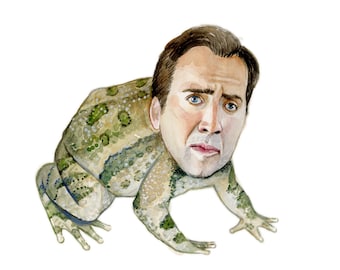 Nicolas Cage toad watercolor print 5x7