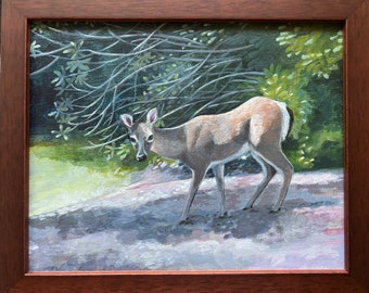 Deer painting original framed acrylic painting