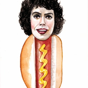 Tim Curry “Dr. Frank n furter” hot dog giclee print of watercolor painting