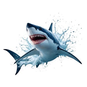 White Shark Clipart Bundle, 10 High-Quality PNGs Transparent Backgrounds, Digital Download, Card Making, Ocean Life, Commercial License