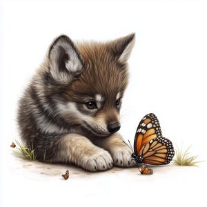10 Clipart di cuccioli di lupo, piccolo cucciolo di lupo, stampabili, design di alta qualità, fauna selvatica, natura, stampe digitali, diari spazzatura, uso commerciale