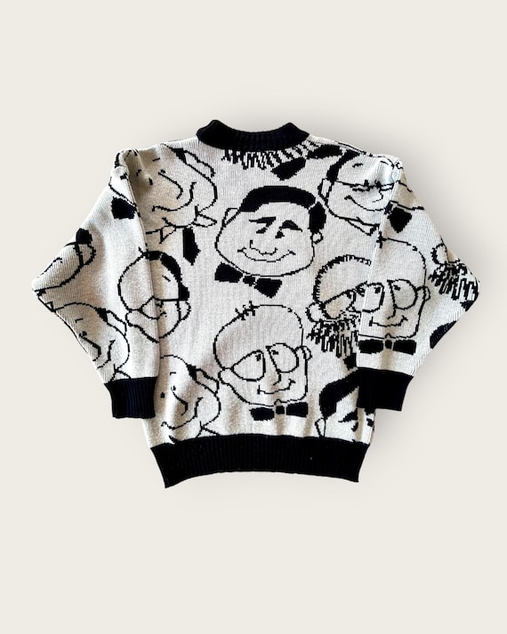 Fun 1980s abstract character sweater - image 1