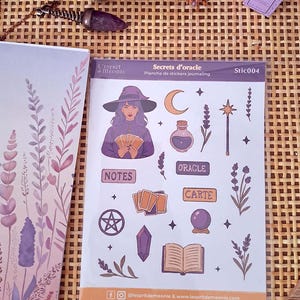 Stickers ésotériques Secret d'Oracle – planche journaling A6 • Papeterie witchy artisanale • Rituel & intuition