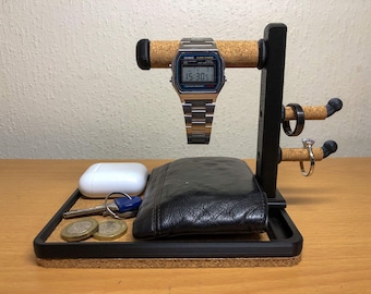 Bandeja multifuncional con colgadores para relojes y joyas